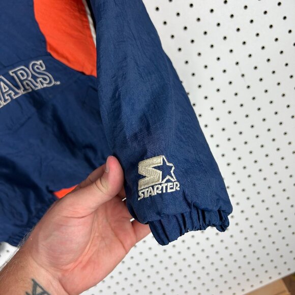 Chicago Bears Youth Starter Jacket Medium Puffer 90s Vintage NFL Blue Half Zip - Picture 5 of 8